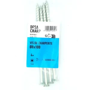 Vente Flash Vis charpente tête fraisée Torx 8 x 180 mm par 4 DESA