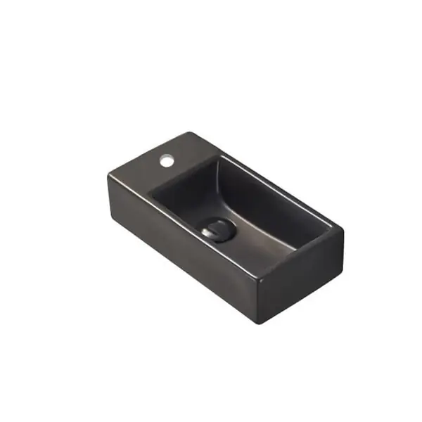 Swiss Aqua Technologies Brevis Lave-mains suspendu avec trou pour robinetterie à gauche, 40,5x20,5x10,5cm, noir (SATBRE4020SLBKM) Produit De Marque