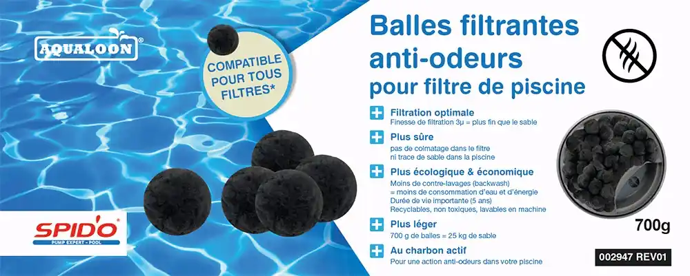 Balles filtrantes pour filtre de piscine aqualoon à charbon actif 700 gr SPIDO POOL Vente Flash