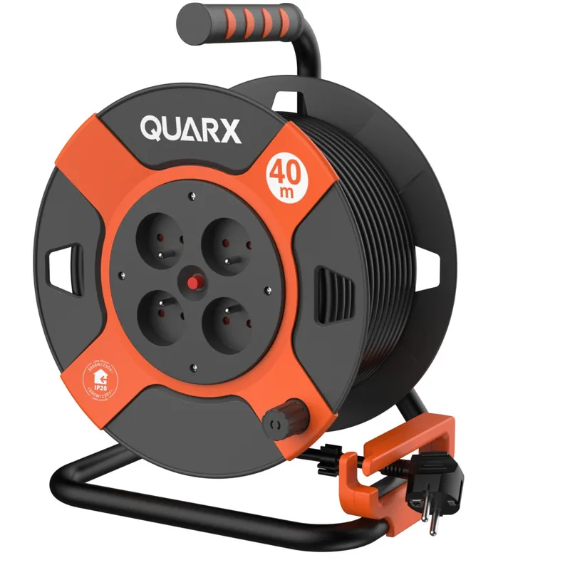 Enrouleur électrique 40m 4 prises noir/ orange - Drum Quarx Bon Marché