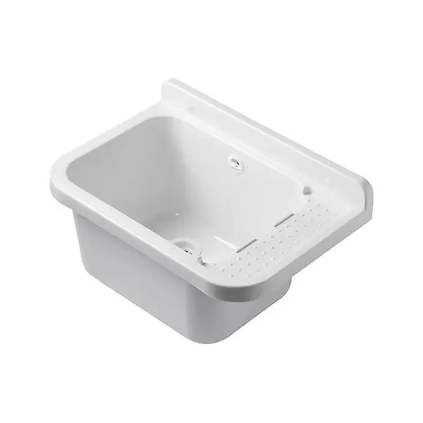 Acheter En Ligne Lavabo Mural en Résine Blanc 50 x 32 cm Vasque Suspendue Anti-chocs - Evier Lave-Mains Salle de Bain WC Garage Buanderie INTEC