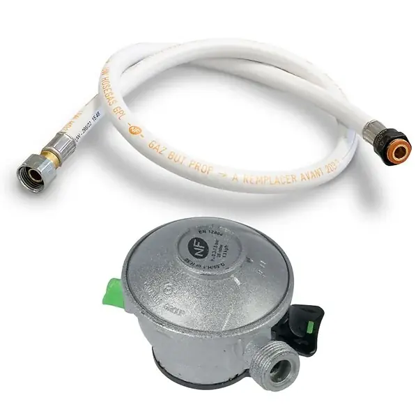 Pack Tuyau gaz Souple 1.50 m + Détendeur Propane à clipser Quick-On Valve 27mm BUTAGAZ KEMPER Seulement Aujourd'hui