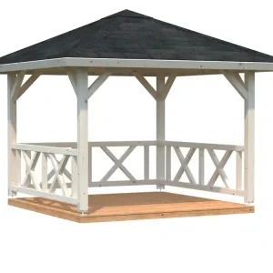 Kiosque de jardin en bois Betty - 9 m² intérieur - 14,8 m² hors-tout - Couverture de toit en shingles - Livraison à domicile incluse - PALMAKO Meilleur Prix