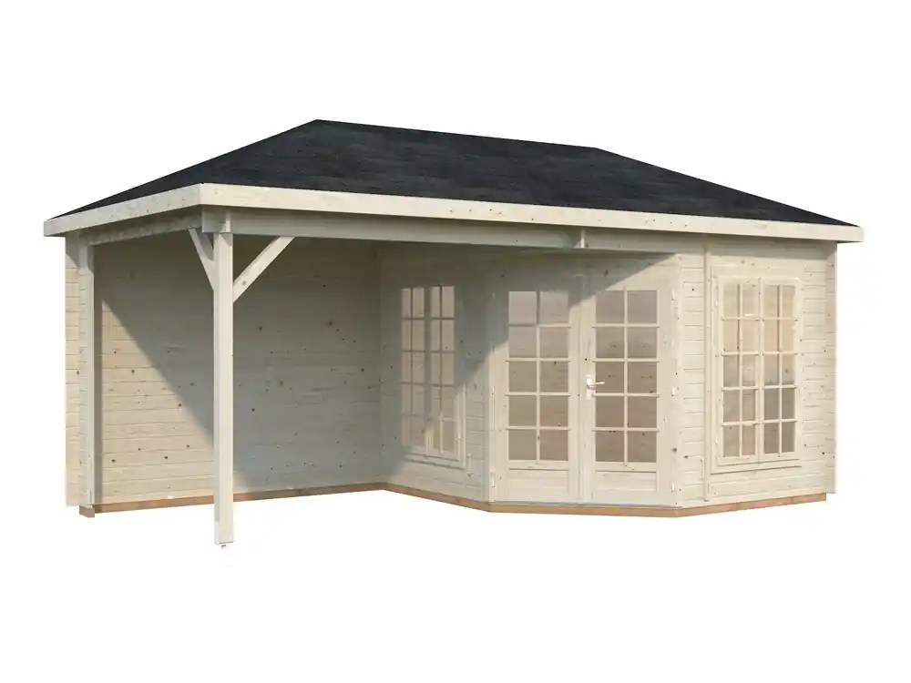Pavillon de jardin en bois avec pergola Melanie - 19,3 m² hors-tout - Livraison à domicile incluse - PALMAKO Paiement Sécurisé