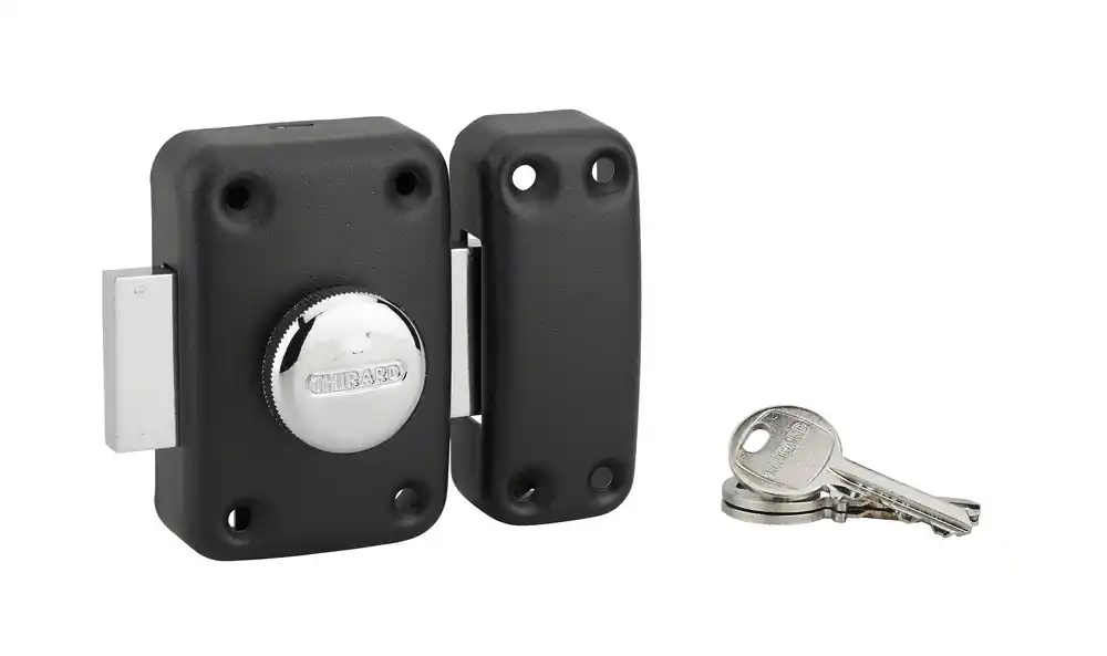 Verrou de porte d‘entrée Apache à bouton et cylindre 45 mm noir 3 clés THIRARD Retour Gratuit