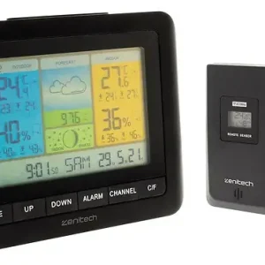 Station météo couleur avec capteur sans fil (IP44) - Zenitech Jusqu'à Épuisement Des Stocks