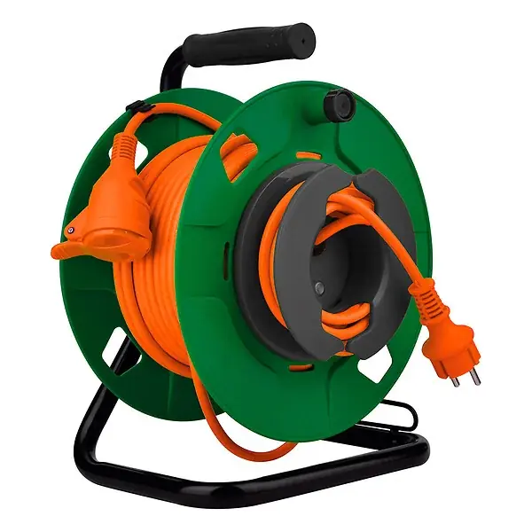 Prix Choc Enrouleur jardin IP44 35m prise 16A 2P+T et coupe circuit - Vert/orange - Zenitech