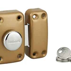 Verrou de porte d‘entrée Apache à bouton et cylindre 60 mm doré 3 clés THIRARD Réduction