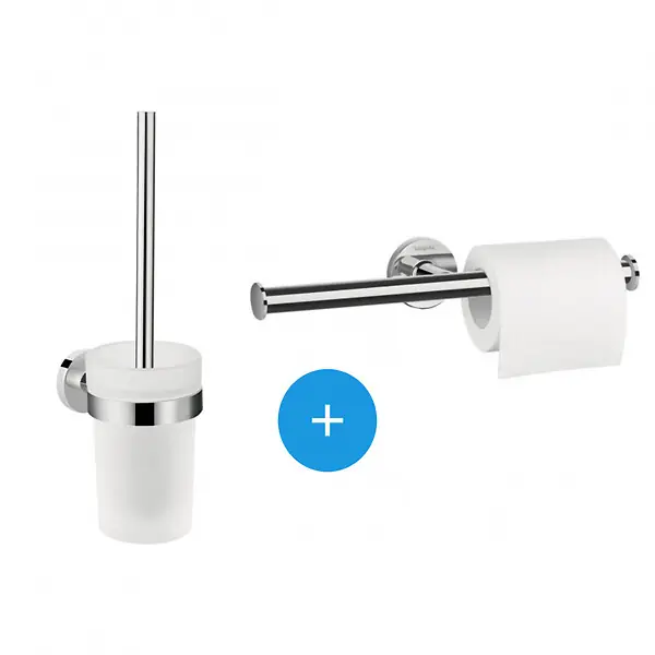 Hansgrohe Logis Universal Pack brosse WC + support de rouleau double, Chrome (41722000-DUOLOGIS2) Meilleur Prix