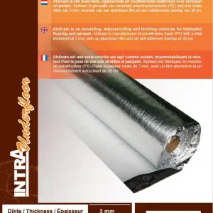 Usine Directe Sous-couche pour revêtements de sol - pare-vapeur intégré et rabats -ép. 3mm avec rabat rouleau de 15m2 AJ TIMBER