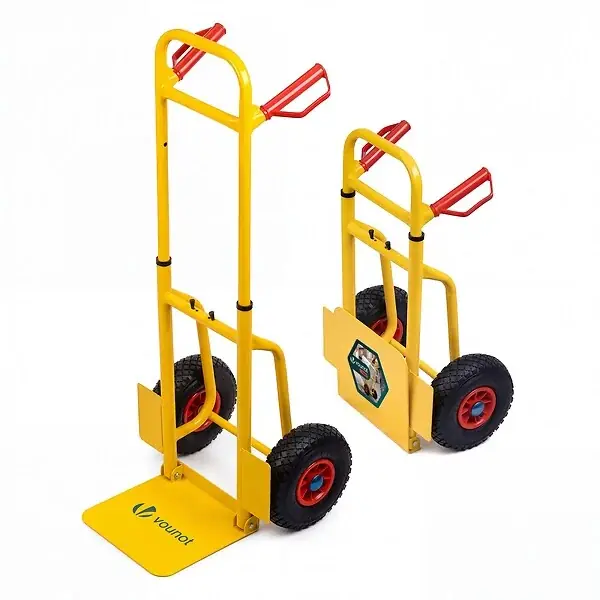 Diable pliant chariot de transport avec roue pneumatique charge 200kg jaune VOUNOT Acheter En Ligne