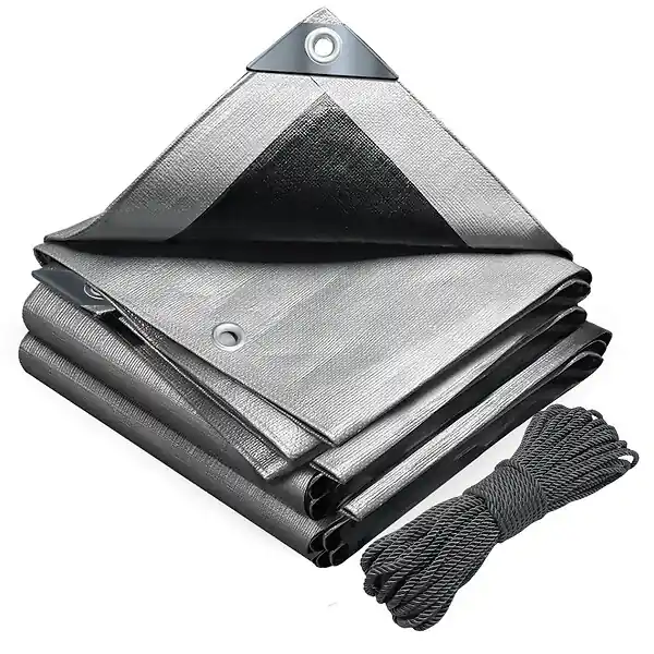 Solde Bâche de Protection en Polyéthylène resistant et impermeable 180g/m² gris et noir 6x8m VOUNOT