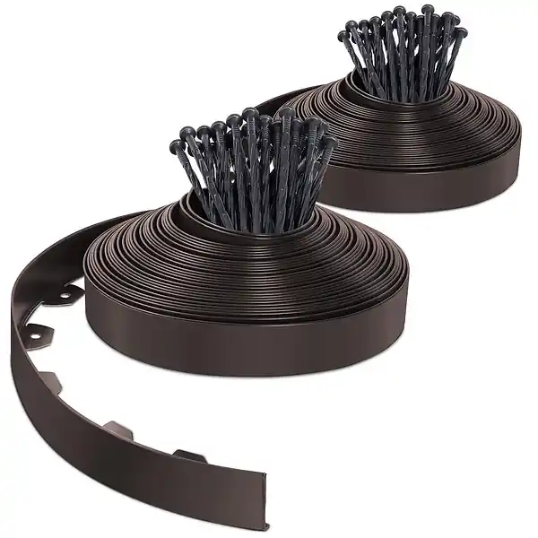 Bordure de jardin PVC flexible 40m avec piquets marron VOUNOT Vente Directe