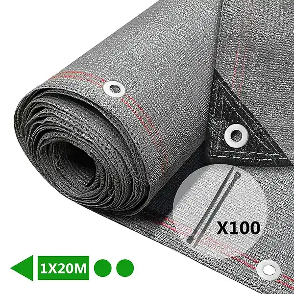 Brise vue occultant en HDPE 230g/m² 1x20m avec attaches de fixation gris VOUNOT Jusqu'à Épuisement Des Stocks