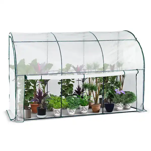 Seulement Aujourd'hui Serre de jardin hivernage murale adossee avec bache PE 300x100x180cm blanc VOUNOT