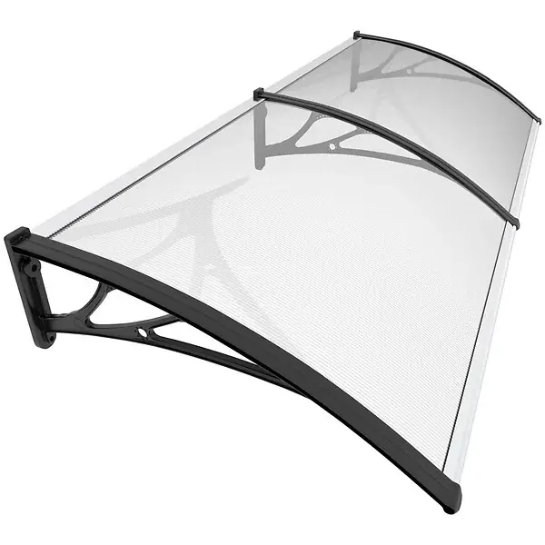 Prix Cassé Auvent de porte marquise 200x80 cm transparent en Polycarbonate anti UV Noir VOUNOT