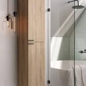 Colonne de salle de bains Reign L35 x H150 x P30 cm bois mélaminé chene clair - EGORE Commande En Gros