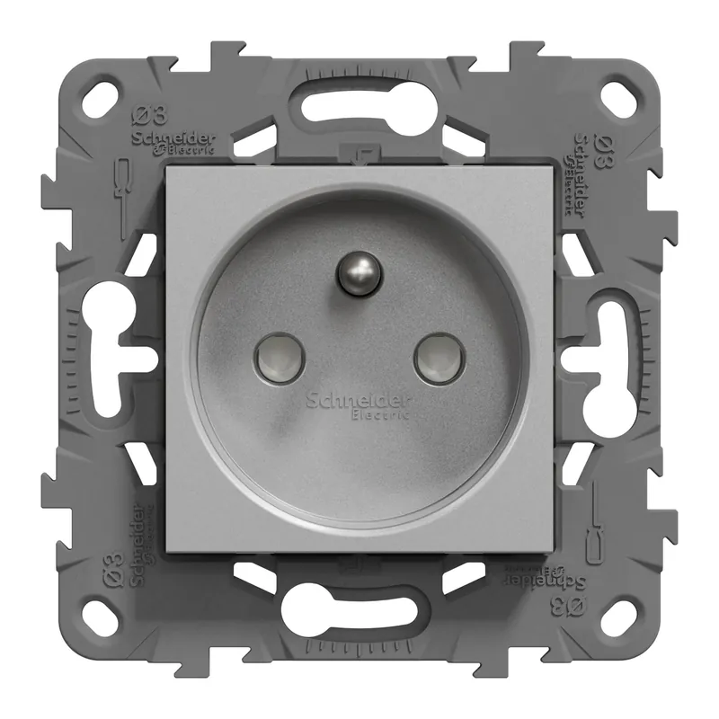 Prise 2 pôles + terre aluminium - Unica SCHNEIDER ELECTRIC Dernier Modèle