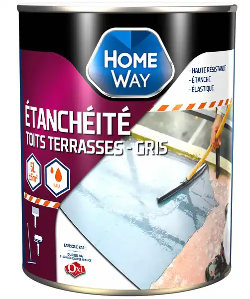 Promotion Saisonnière Revêtement d‘étanchéité toit-terrasse Homeway Gris 5L