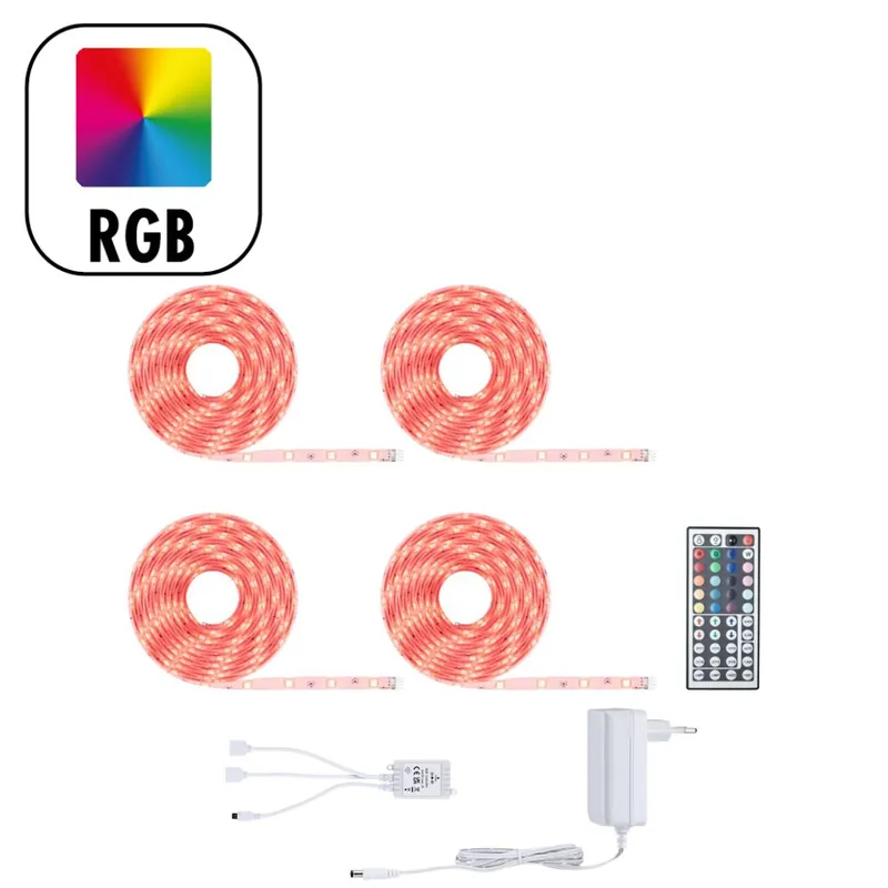 Vente Flash Ruban LED 20m prêt à l‘emploi multicolore avec télécommande 48W 24V SIMPLED PAULMANN
