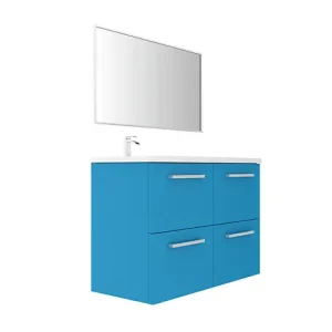 Set 2 tiroirs salle de bain MDF - Bleu - H.18xL.50xP.45cm VIF Prix Réduit