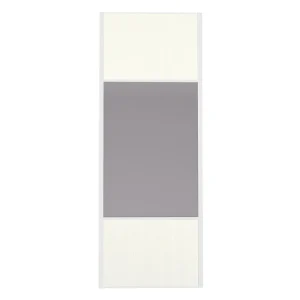 Remise Porte de placard Miroir et Blanc Nacré Structuré Profil blanc H 248,5 x L 62,2 cm YNGENIO