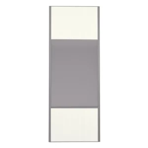 Porte de placard Miroir et Blanc Nacré Structuré Profil gris H 248,5 x L 62,2 cm YNGENIO Retour Gratuit