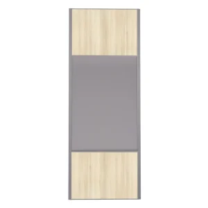 Jusqu'à Épuisement Des Stocks Porte de placard Miroir et Acacia Crème Profil gris H 248,5 x L 62,2 cm YNGENIO