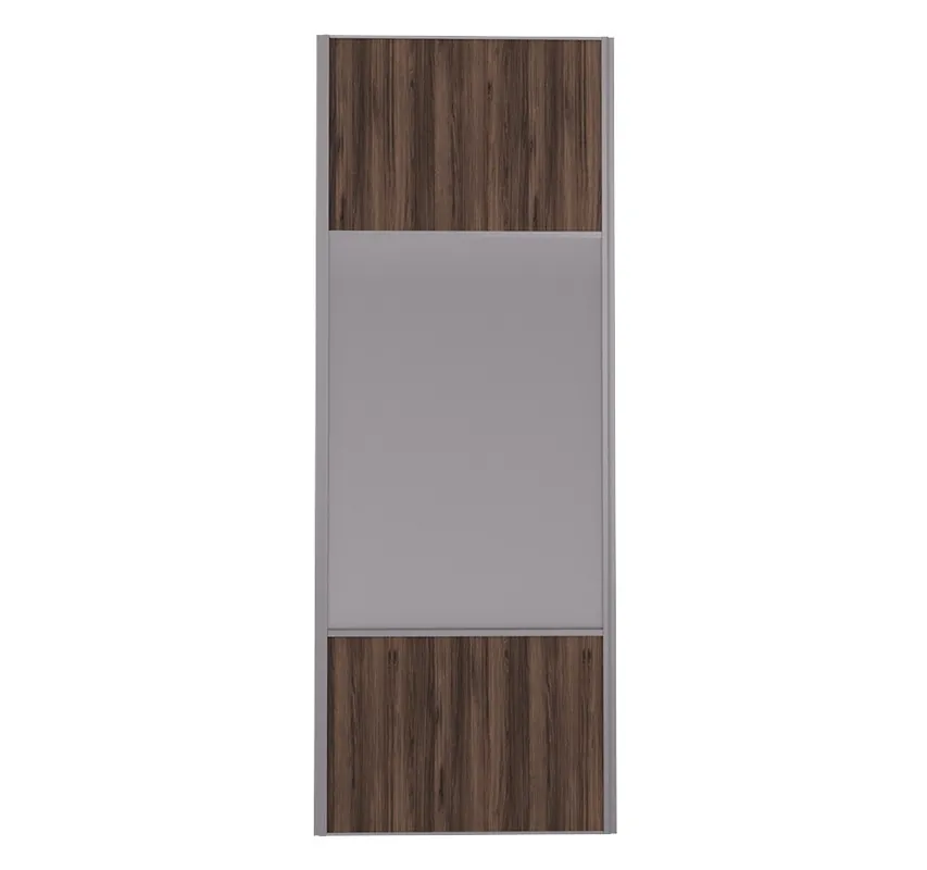 Vente Directe Porte de placard Miroir et Noyer Fumé Profil gris H 248,5 x L 62,2 cm YNGENIO