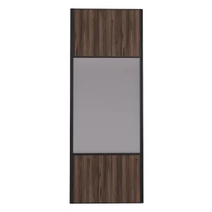 Porte de placard Miroir et Noyer Fumé Profil noir H 248,5 x L 62,2 cm YNGENIO Promotion Saisonnière