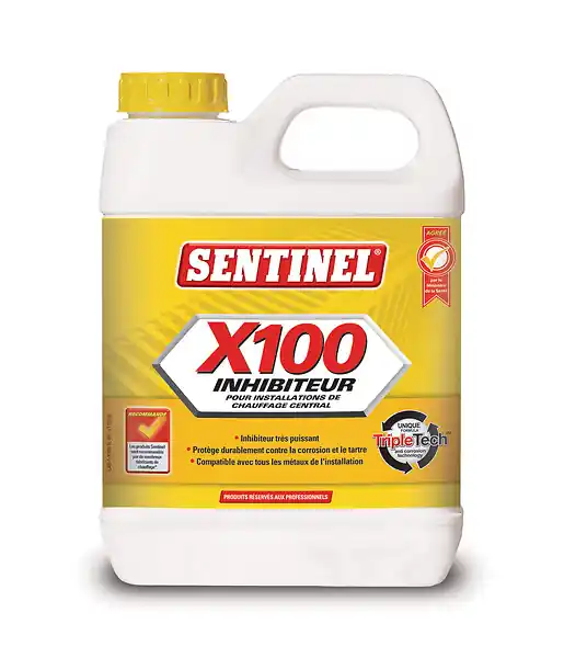 Inhibiteur X100 – Protection anti-corrosion et anti-calcaire pour installations de chauffage - Bidon de 1L SENTINEL Commander Maintenant