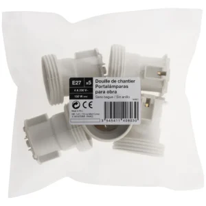 Douilles de chantier E27 plastique blanc par 5 - ZENITECH Top Vente