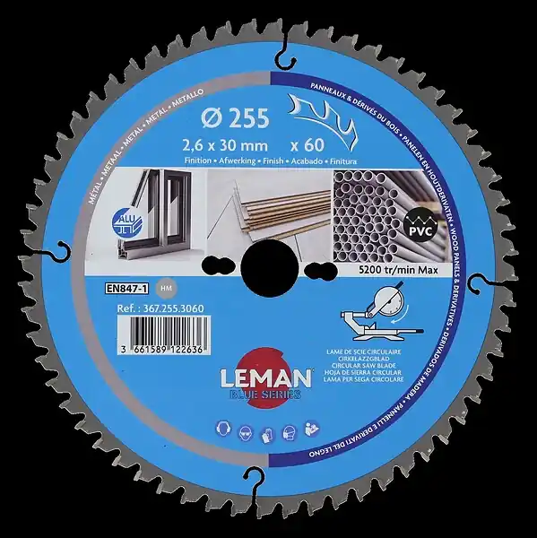 Acheter En Ligne Lame scie circulaire carbure 255mm alu stratifiés 60 dents LEMAN