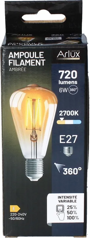 Satisfait Ou Remboursé Ampoule LED EDISON ambrée 6W 720 lumens dimmable blanc chaud - ARLUX