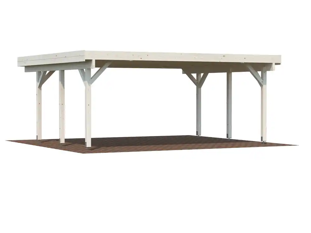 Carport toit plat en bois Karl - 2 voitures - 30,7 m² hors-tout - Livraison à domicile incluse - PALMAKO Petit Prix