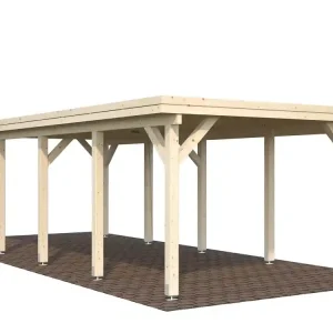 Certifié Carport toit plat en bois Karl - 1 voiture - 27,4 m² hors-tout - Livraison à domicile incluse - PALMAKO