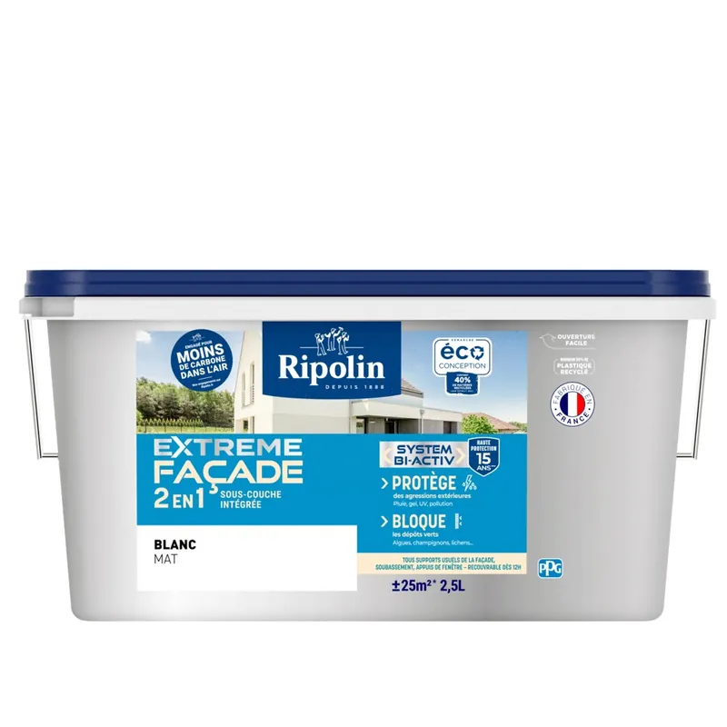 Peinture Façade-Mat-2,5L-Blanc - RIPOLIN Pas Cher