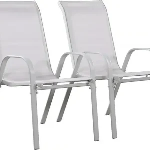 Fauteuil jardin Textilène "Cordoba" - Phoenix - Gris clair - Lot de 2 HABITAT ET JARDIN Promotion Saisonnière