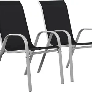 Pas Cher Fauteuil jardin Textilène "Cordoba" - Phoenix - Noir - Lot de 2 HABITAT ET JARDIN