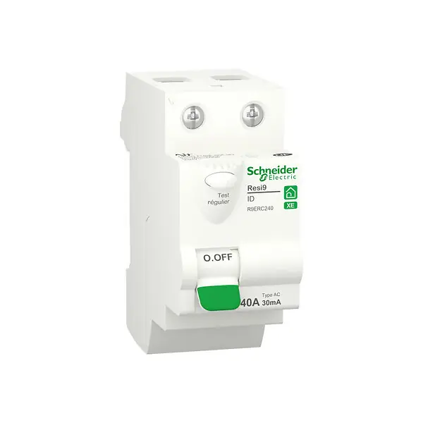 Meilleure Vente Interrupteur différentiel SCHNEIDER R9ERC240 40A type AC 30mA 1P+N embrochable Resi9 XE SCHNEIDER ELECTRIC