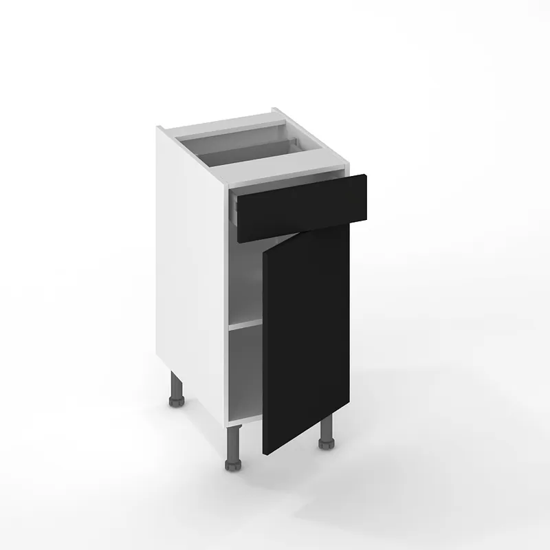 Porte et façade tiroir pour meuble bas de cuisine Lotus noir mat 70 x 40 cm OFITRES Livraison Express