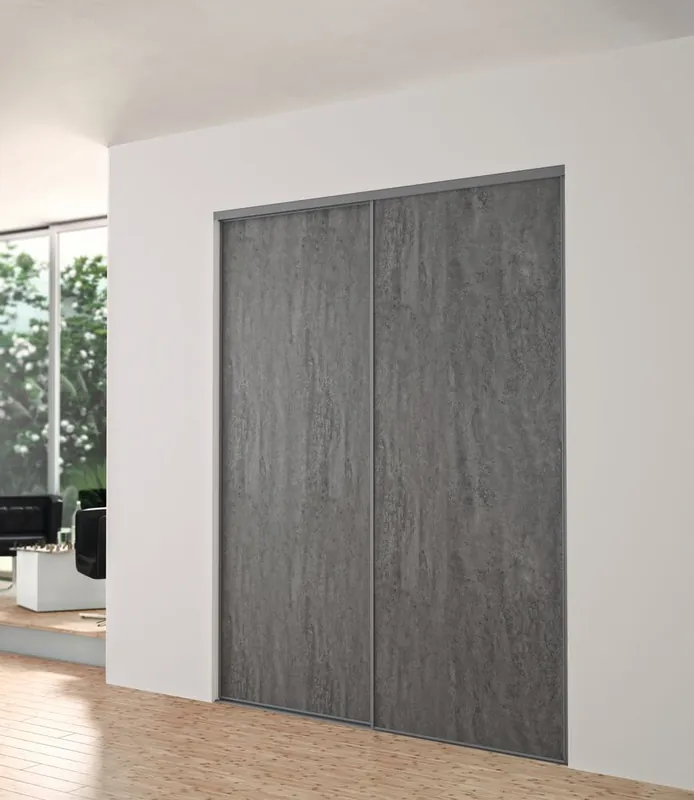 Nouvel Arrivage Porte de placard coulissante gris béton H 2,50 m x L 0,614 m YKARIO