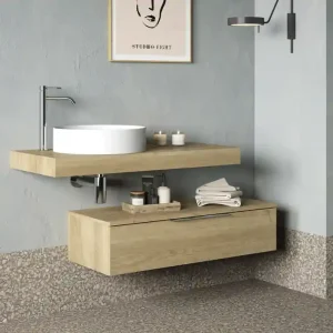 Plan de travail de salle de bains Lotus L100 x H8 x P46 cm panneau de particules bois Acheter En Ligne