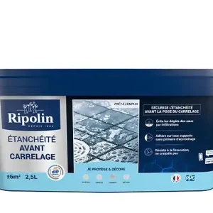 Etanchéité avant carrelage - Blanc - Mat - 2,5L RIPOLIN Pas Cher