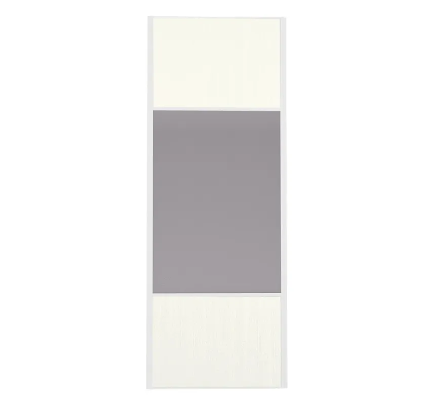 Porte de placard Miroir et Blanc Nacré Structuré Profil blanc H 248,5 x L 92,2 cm YNGENIO Prix Réduit