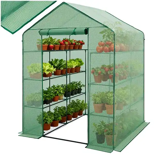 Prix Réduit Serre de jardin souple 2,04 m² 143x143x195cm vert TECTAKE