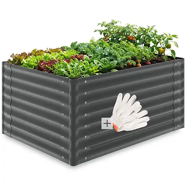 Quantité Limitée Jardin surélevé potager en acier galvanisé gris 120x90x62cm bac jardinière culture ergonomique légumes herbes aromatiques fleurs 650L TECTAKE