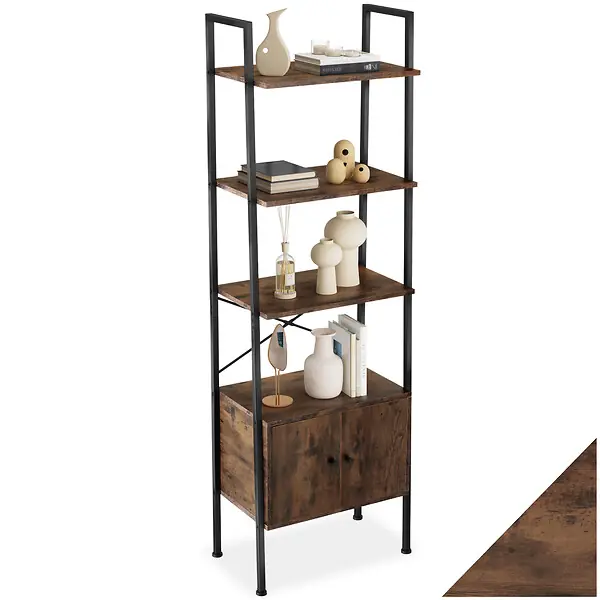 Etagère échelle Brentwood 57,5x34x173cm Bois foncé industriel, rustique TECTAKE Commander Vite