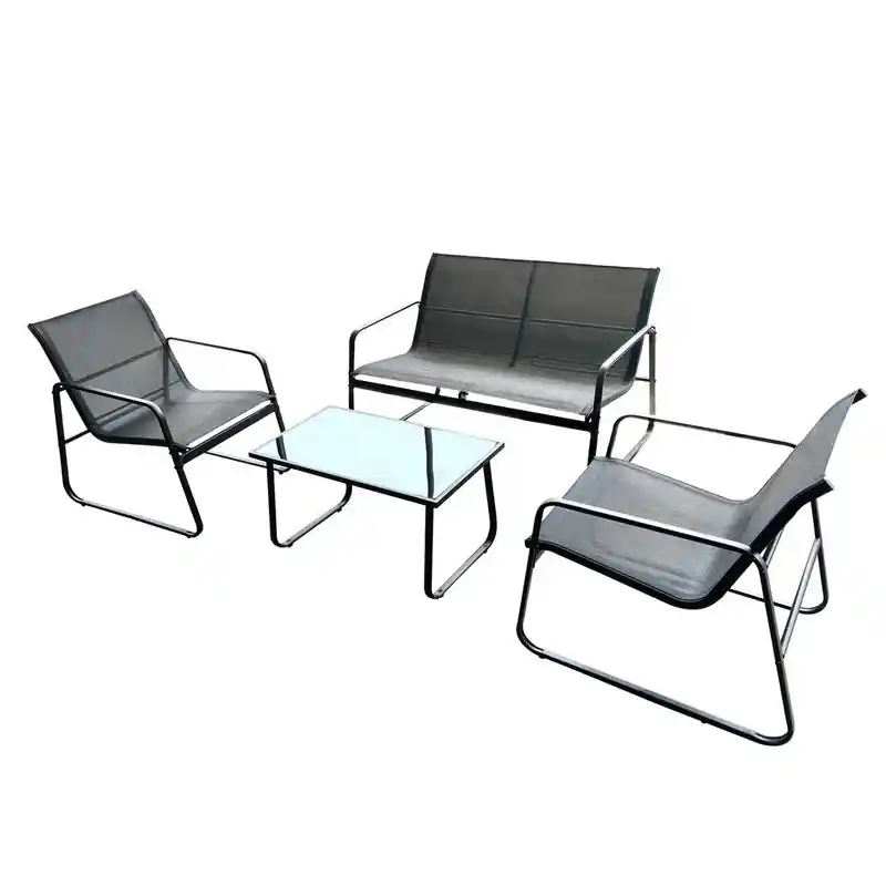Salon de jardin LÉA acier graphite 4 places Satisfait Ou Remboursé