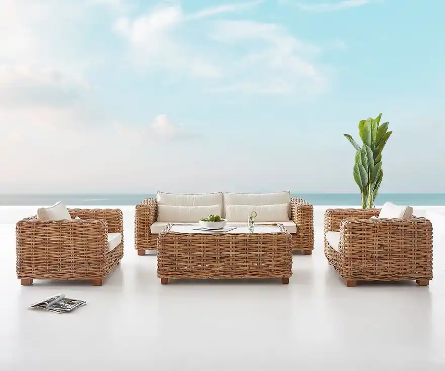 Salon de jardin BANDUNG en rotin naturel 4 places GIVEX Meilleur Prix